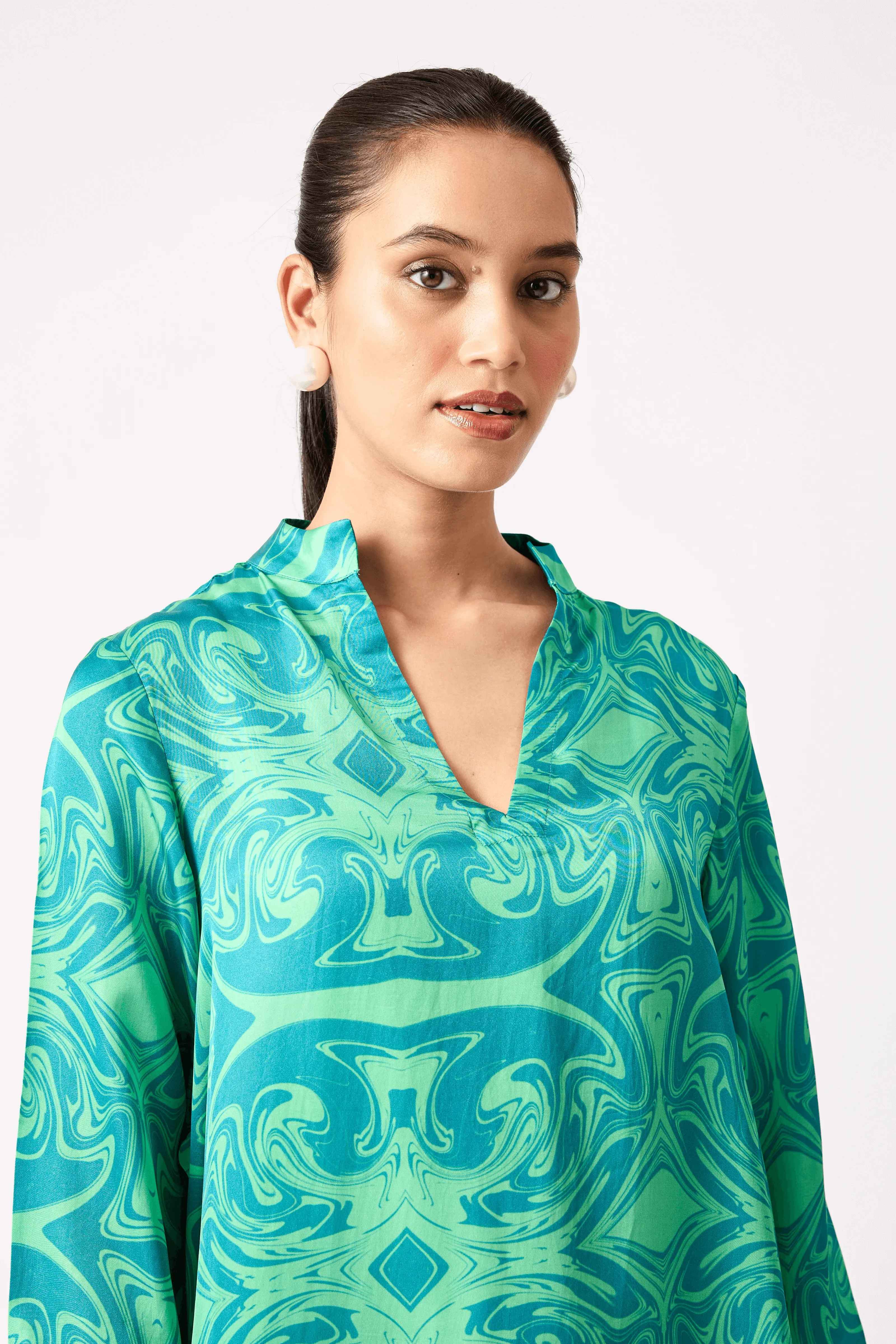 ZARA Tunic Set - Green Art deco